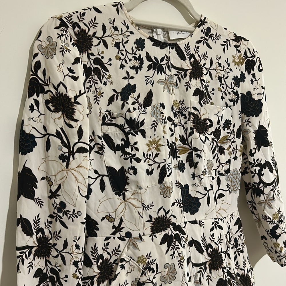 A.L.C. Silk Terry Floral Print Mini Dress Womens Size 2 - Picture 3 of 8